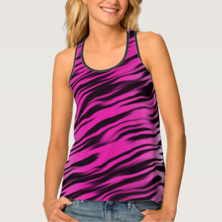 Pink Black Tiger Stripes Print Pattern Singlet