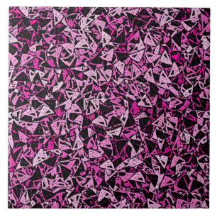 Pink Black Triangle Pattern Tile