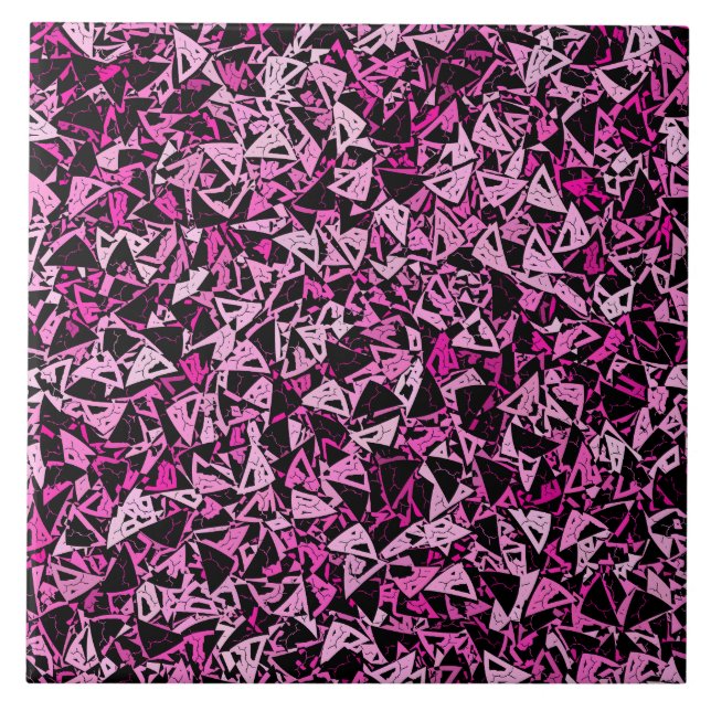 Pink Black Triangle Pattern Tile (Front)