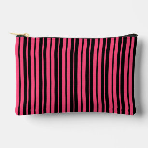 Pink Black Vertical Stripes Pattern Design Accessory Pouch