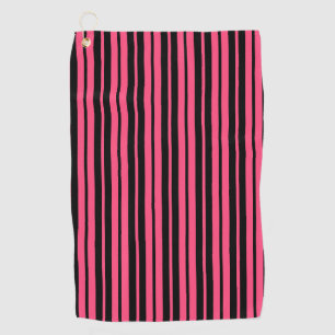 Pink Black Vertical Stripes Pattern Design Golf Towel