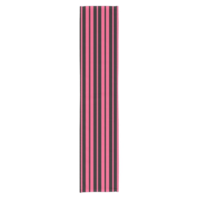 Pink Black Vertical Stripes Pattern Design Short Table Runner (Front)