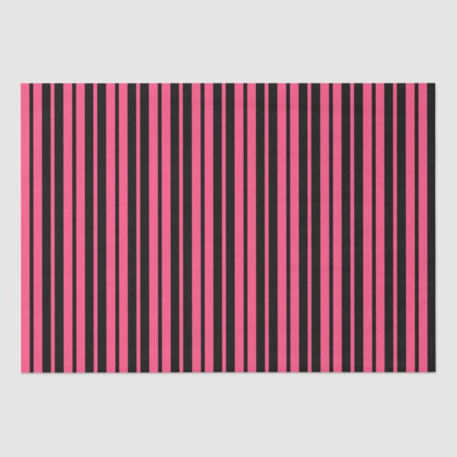 Pink Black Vertical Stripes Pattern Design Tissue Paper (Front)