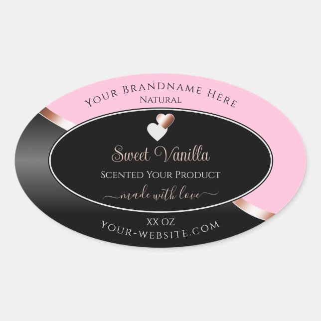 Pink Black Wavy Rose Gold Hearts Product Labels (Front)