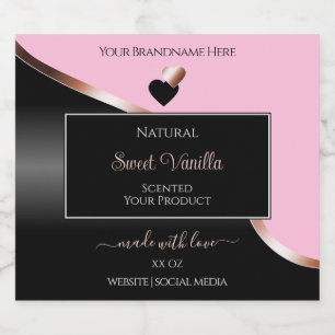 Pink Black Wavy Rose Gold Hearts Product Labels