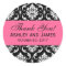 Pink, Black Wedding Damask Thank You Label