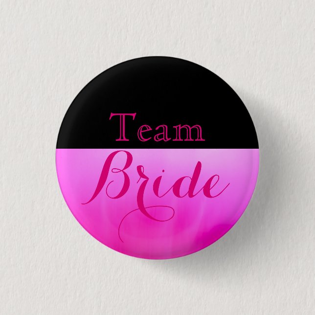 Pink & Black Wedding Team Bride 3 Cm Round Badge (Front)