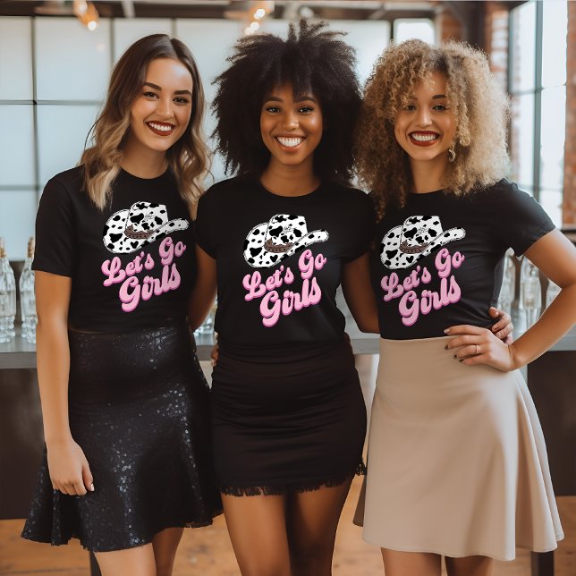 Pink Black Western Let's Go Girls Bachelorette  T-Shirt (Creator Uploaded)