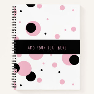 Pink Black White Abstract Polka Dot Pattern Notebook