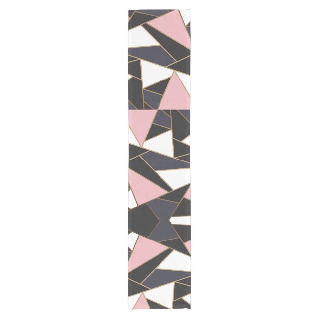 Pink Black White Abstract Triangles Short Table Runner (Front)