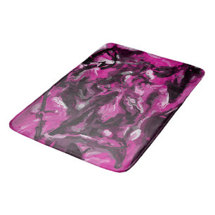 Pink, Black, White and Gray Swirls Bath Mat
