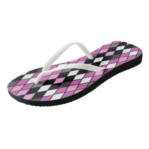Pink, black, white and Grey Diamond Pattern Jandals