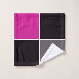 Pink, Black, White and Grey Squares Wash Cloth
