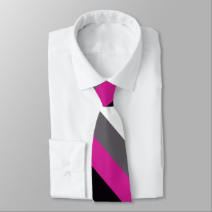 Pink, Black, White and Grey Stripes  Tie