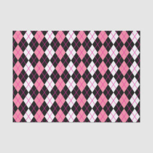 Pink Black White Argyle Diamond Design  Tissue Paper