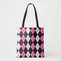 Pink Black White Argyle Diamond Design