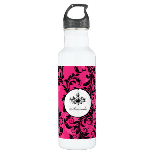 Pink Black White Chandelier Scroll 710 Ml Water Bottle
