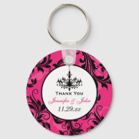 Pink Black White Chandelier Scroll Keychain Favour