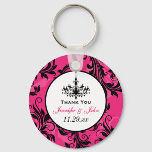 Pink Black White Chandelier Scroll Keychain Favour
