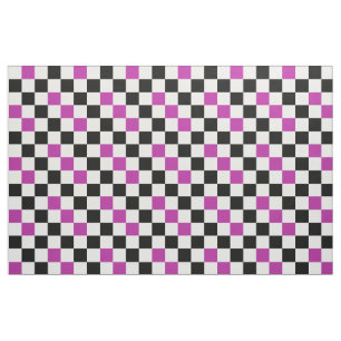 Pink Black White Checkered Pattern Design  Fabric