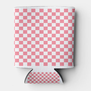 Pink Black & White Chequered Can Cooler