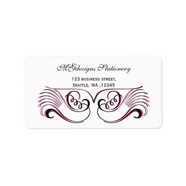 pink, black & white Chic Business address labels (Front)