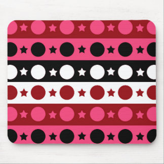 Pink Black White Circle Stars Stripes Design  Mouse Pad