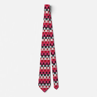 Pink Black White Circle Stars Stripes Design Tie