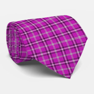 Pink Black White Classic Plaid Neck Tie