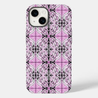 Pink Black White Curvy Abstract Repeat Pattern 