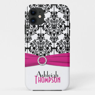 Pink, Black, White Damask iPhone 5 Case