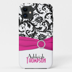 Pink, Black, White Floral Damask iPhone 5 Case