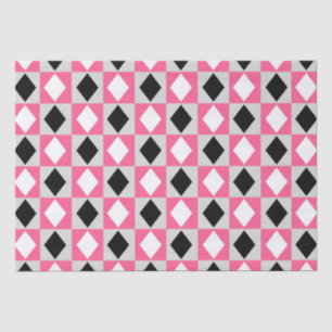 Pink Black White Geometric Rhombus Diamond Tissue Paper