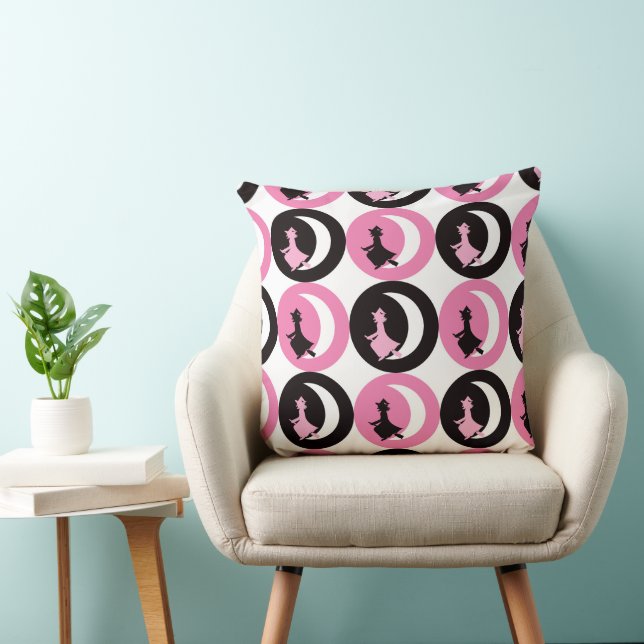 PINK BLACK & WHITE HALLOWEEN WITCHES CUSHION (Chair)