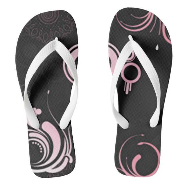 Pink-Black-White Jandals (Footbed)