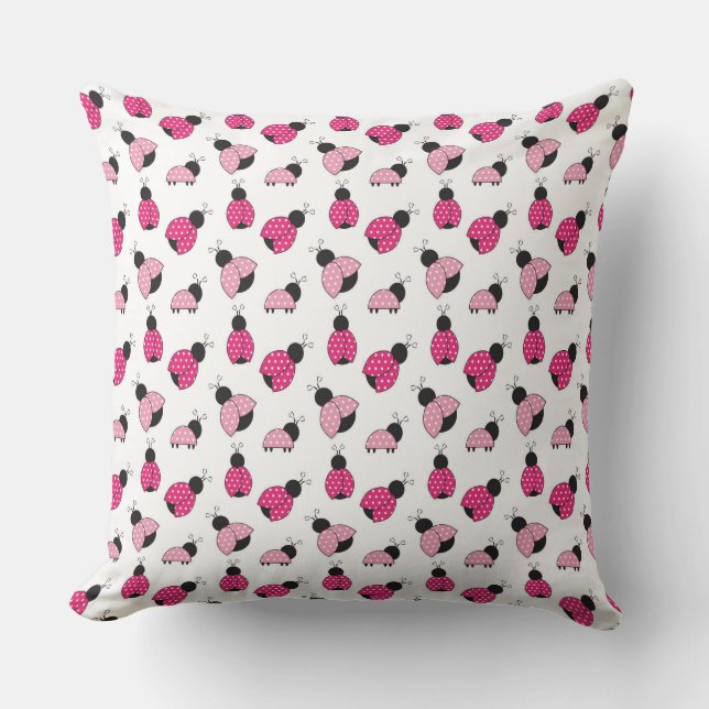 PINK BLACK WHITE LADYBUGS CUSHION (Front)
