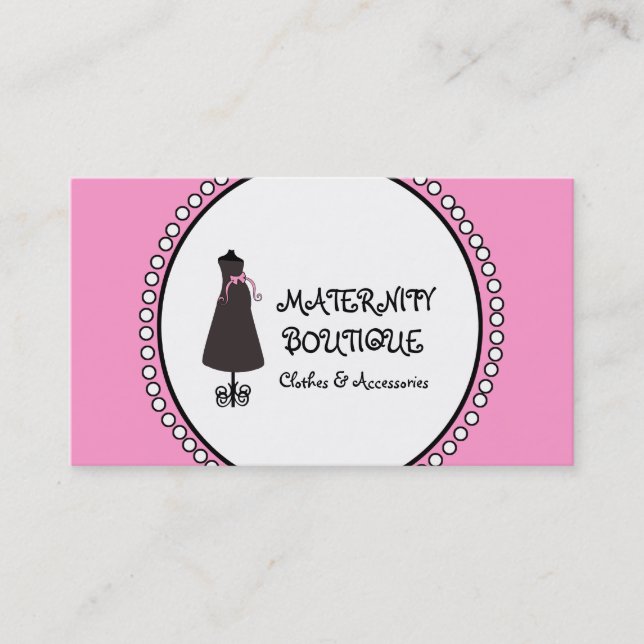 Pink Black White Maternity Boutique Business Cards (Front)