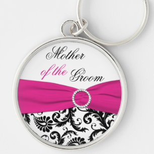 Pink, Black, White Mother of the Groom Keychain