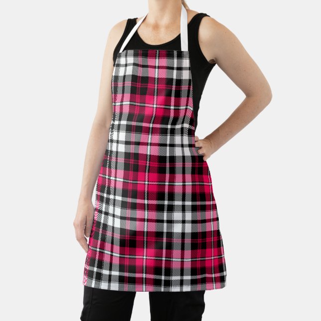 Pink Black White Plaid Tartan  Apron (Insitu)