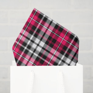 Pink Black White Plaid Tartan Tissue Paper