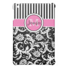 Pink, Black, White Striped Damask iPad Mini Case