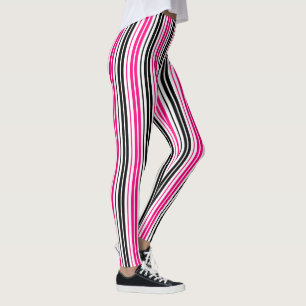 Pink Black White Stripes Pattern Design Leggings