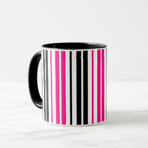Pink Black White Stripes Pattern Design Mug