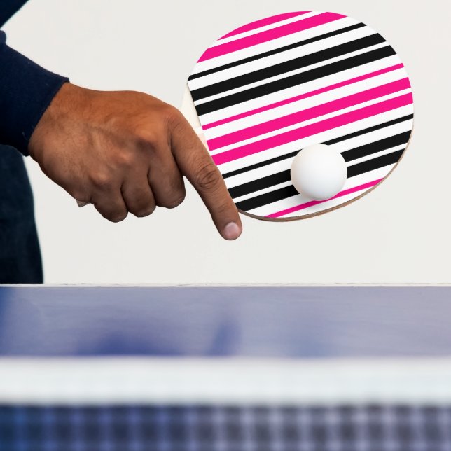Pink Black White Stripes Pattern Design  Ping Pong Paddle (Insitu)