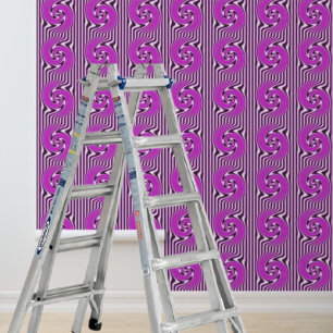 Pink Black White Stripes Swirls Peel Stick Wallpaper