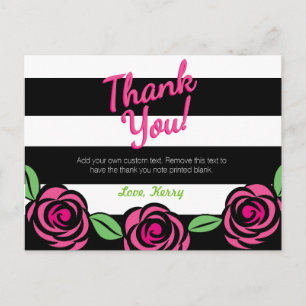 Pink, Black, White Thank You Cards