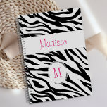 Pink Black White Zebra Animal Trendy Monogram Planner<br><div class="desc">A fun Pink Black White Zebra Animal decorates this planner cover and it can be personalised with your initial and name. Matching back.  View our full line of products in our Zazzle store.</div>