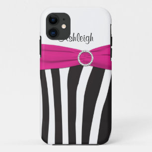 Pink, Black, White Zebra Striped iPhone 5 Case