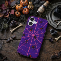 Pink Black Widow Spider Web Art Halloween Pattern