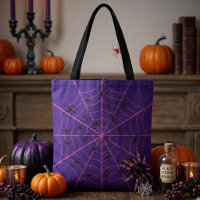 Pink Black Widow Spider Web Art Halloween Pattern